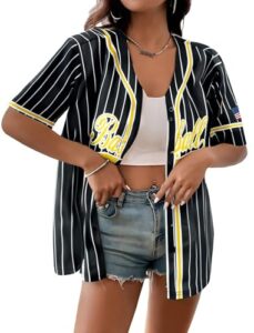 Baseball Shirt Jersey Women Baseball Player T-Shirt Game Day Fan Graphic Tees Button up Short Sleeve