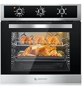 Wall Ovens 24 inch Electric, AMZCHEF 24 inch Wall Oven, 2200w Single Wall Oven with 6 Cooking Mod...