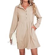 Opemiby Womens Corduroy Dress Crewneck Skirtall Jumper Overall Mini Dress Pinafore with Pockets