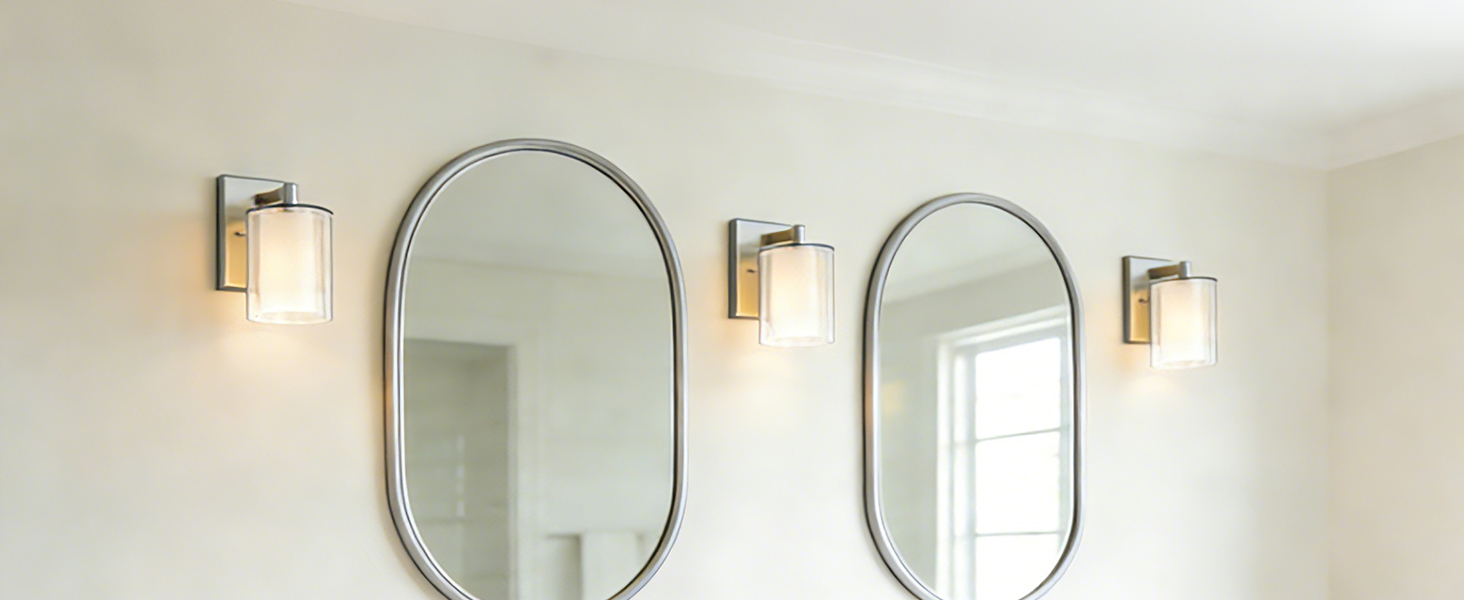 Kalium Double-Piece Glass Wall Lamp (Nickel)
