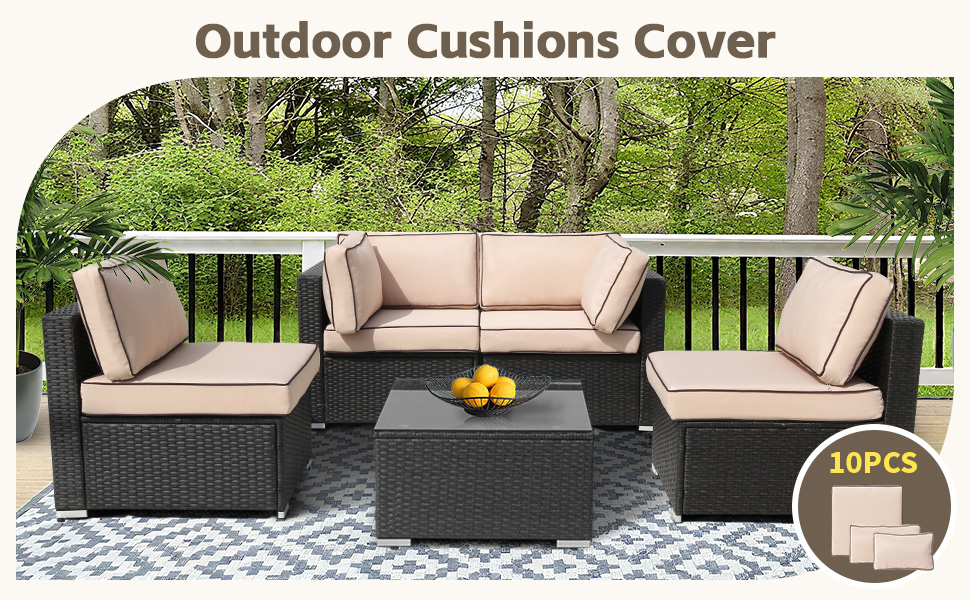 10Pcs Outdoor Cushions Cover 25x25Inches
