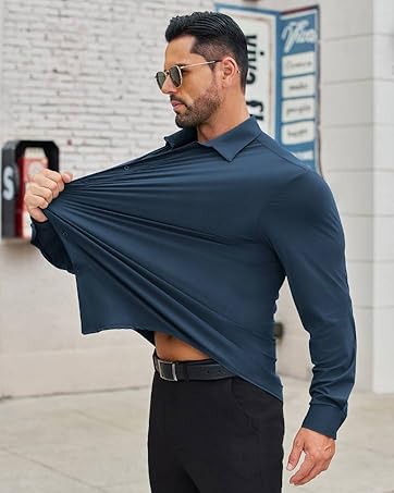 COOFANDY Men's Polo Shirt Long Sleeve Golf Shirts Quick Dry Collared Work Shirts
