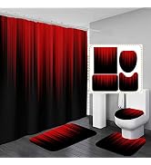 AAtter 4 Piece Green and Black Shower Curtain Set, Ombre Emerald Forest Dark Bathroom Decor 60x72...