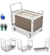 Hrwug Platform Truck Cart with Cage, 4in1 Foldable Hand Truck Flat Cart, Push Cart Dolly Heavy Du...