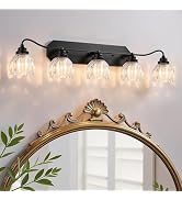 Vintage Bathroom Light Fixtures, 2 Light Bathroom Vanity Light, Black Matte Antique Brass Finish ...