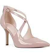 Minshluu Womens High Heels Pointed Toe Pumps Crossed Strap D'Orsay Zip up Stilettos Party Dress S...