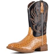 SUREWAY Cowboy Boots For Men - Mens Square Toe Embroidery Western Boot,Oil/Slip Resistant,Durable...