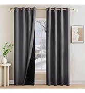 NICETOWN 100% Blackout Curtains for Bedroom, Room Darkening Plylux Curtains 84 Inch Long Thermal ...