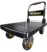 Heavy Duty Platform Truck Cart, Flatbed Cart Folding Hand Trucks, 2200lbs, with 6" Swivel Brake C...