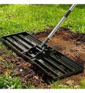 30x10 inch Lawn Leveling Rake, Yumatum 72" Effort Saving Lawn Leveler Tool, Stainless Steel Handl...