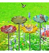 MeyRolizn Bird Baths for Outside, Flower Metal Bird Feeder Water Bowl with 5 Prongs Base, 33.5" F...