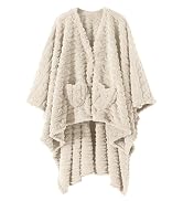 Wearable Blanket Sherpa Fleece Shawl Blanket with Pockets Blanket Poncho Cape for Adults, Cozy Sh...