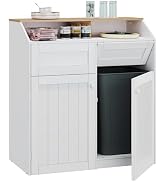 YATINEY Trash Can Cabinet with Power Outlet, 10-Gallon Hidden Kitchen Garbage Bin Cabinet with Ad...