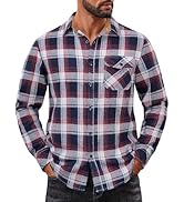 COOFANDY Mens Flannel Shirts Long Sleeve Button Down Shirt with Pocket Casual Plaid Shirts