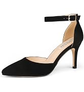 JOY IN LOVE Closed Toe Heels Pumps for Women 3IN Stiletto Pointed Toe Ankle Strap Heels