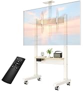 Rolling TV Stand with Wheels, Mobile TV Cart for 32-75 Inch Flat Screen TVs, Floor TV Stand with ...