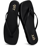 QIY Flip Flops for Women Footwear Beach Platform Sandal Square Toe Slides with Memory Foam Insole...
