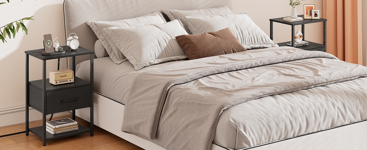 Bed Side Table with charging station