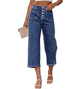Sidefeel Women's Wide Leg Jeans High Waisted Stretchy Capri Pants Loose Denim Pants