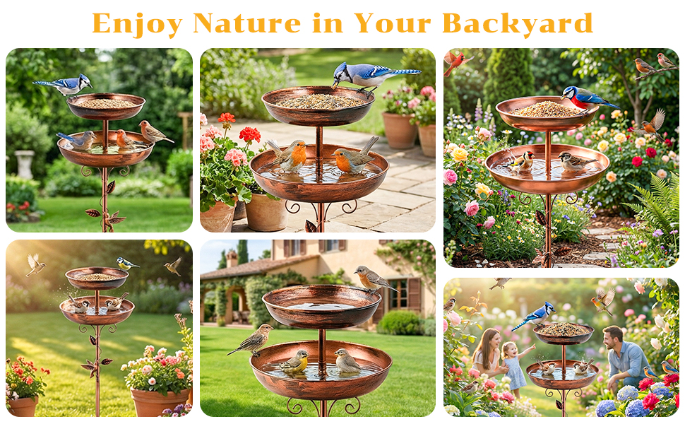 Retro antique brass tone that blends seamlessly into any landscaping style.