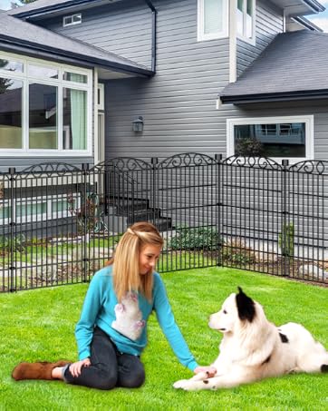 10 Panels No Dig Decorative Garden Fence - 32in H x 22.5ft L, Tall Heavy-Duty Square Tube Animal ...