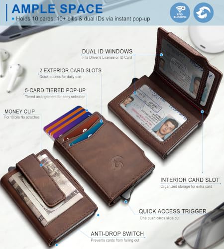 Slim Pop Up Card Holder with RFID Blocking