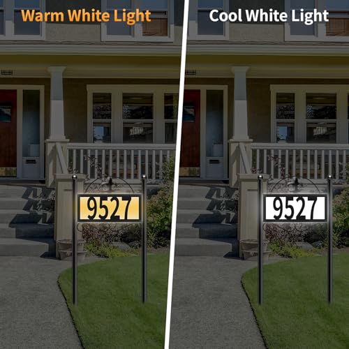 Weather-Resistant Solar-Powered LED Illuminated Address Plaques (Double Stake Item)