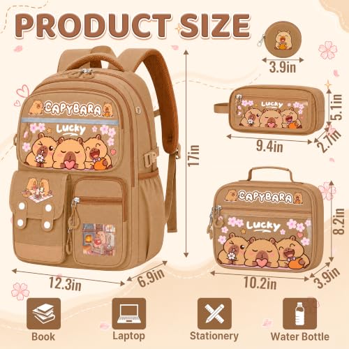 4 PCS Capybara Backpack with Lunch Box Set