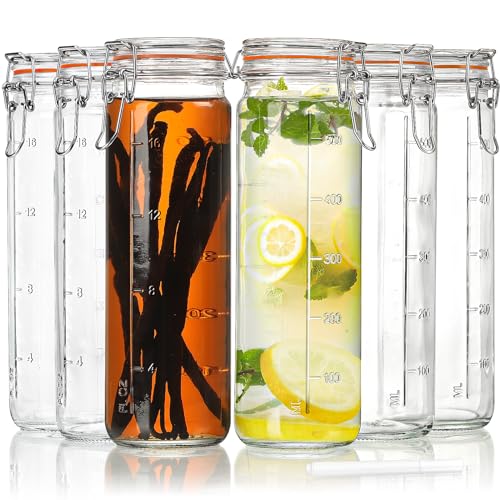 6 Pack Glass Juice Bottles with 2 Measurement Marks