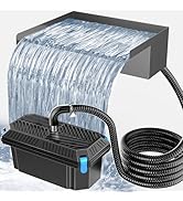 POPOSOAP 13.4" H Pond Waterfall Box, 304 Stainless Steel Waterfall Spillway with Filtration & 660...