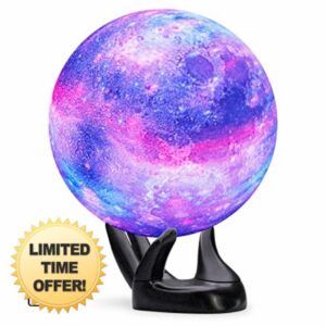 BRIGHTWORLD 7.1inch Galaxy Lamp 16 Colors Moon Lamp 3D Printing