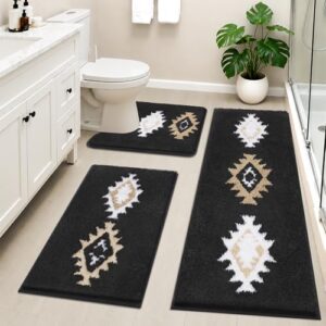 Non Slip Washable Bath Mat Set | Soft Plush Absorbent Microfiber Bathroom Mat Set