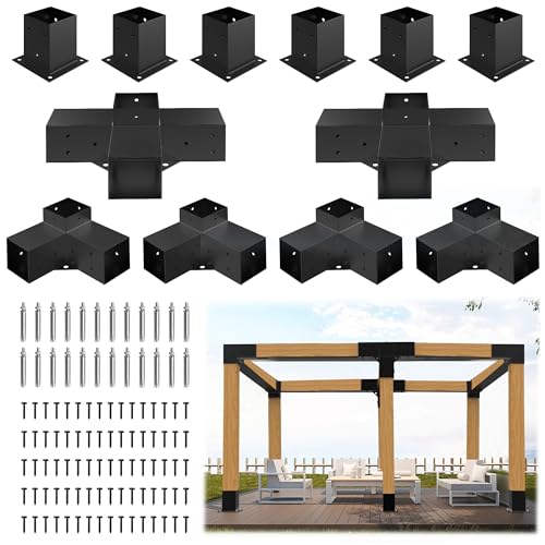 Heavy Duty Pergola Brackets with 3-Way & 4-Way Corner Brackets