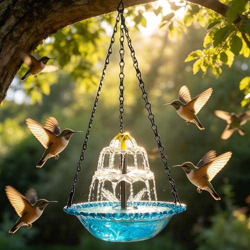 Large Hanging Cascade Water Bowl with Solar Pump