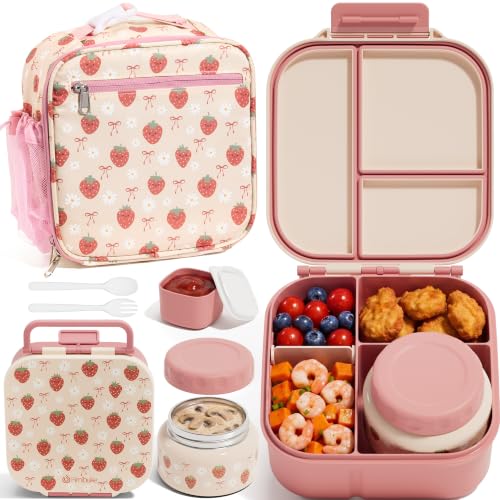 Insulated Lunch Bag | Leak Proof 3-4 Compartments 60oz Toddler Lunch Food Container with Utensils