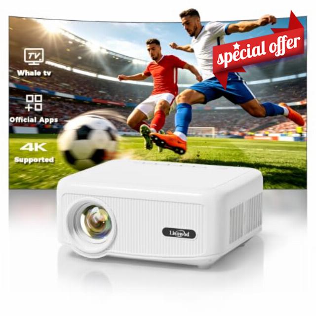 Outdoor Projector [1900 Brightness & 1k+ Official Apps] Movie Projector 4K