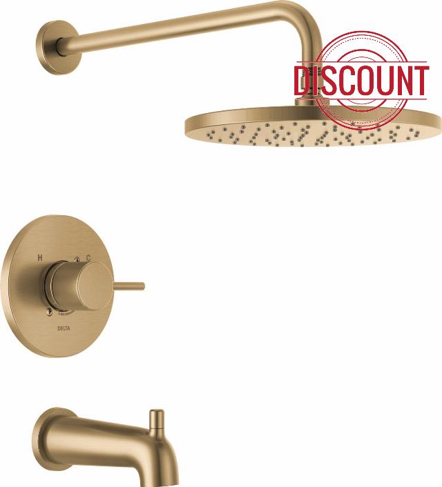 Delta Modern 14 Series Round Rain Bathtub and Shower Faucet Set