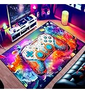 Gaming Area Rug Teen Boys Carpet, 3D Multi Gamepad Game Controller Design for Game Room, Gaming R...