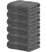 Infinitee Xclusives Blue Hand Towels for Bathroom - Set of 6 (16x28 inches) 600 GSM, 100% Cotton ...