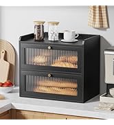 Kitsure Bread Box - Wooden Bread Box for Kitchen Countertop, Large Capacity Kitchen Countertop Or...