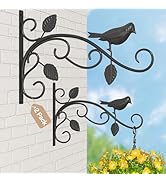 iDavosic.ly Plant Hanger Indoor Set of 2 for Wall & Ceiling, Metal and Wood Hanging Rod with 6 Ho...