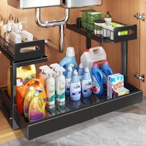 2-Tier Pull Out Under Cabinet Organizer Height Adjustable