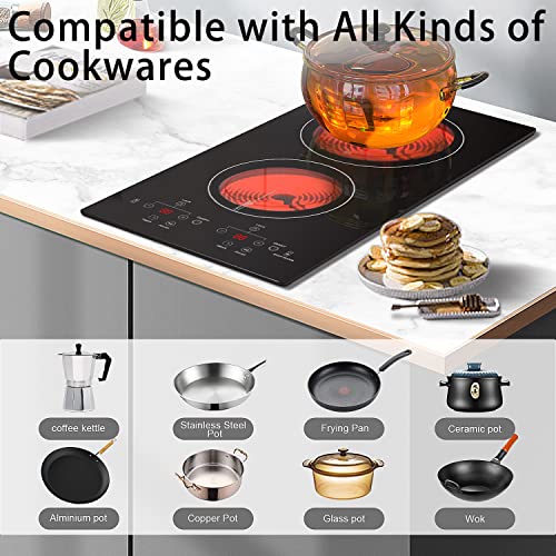 12 Inch Countertop & Built-in Electric Stove Top with Child Safety Lock