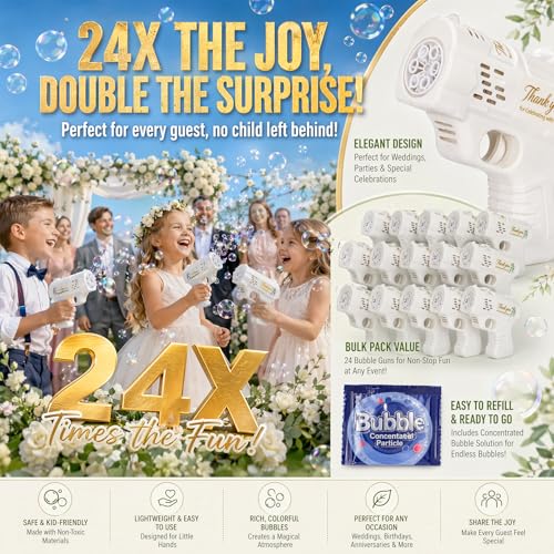 24 Pack Wedding Bubble Gun Machine Party Set
