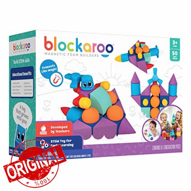 Blockaroo Magnetic Foam Building Blocks – 50-Piece Set