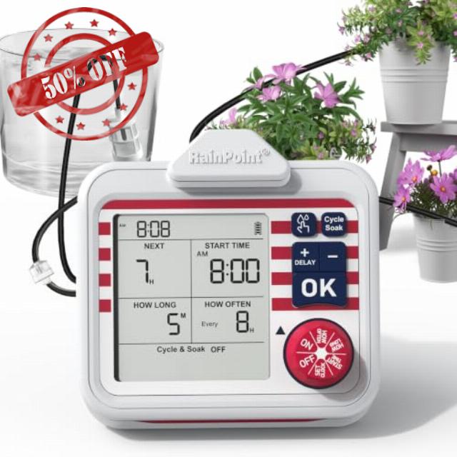 RAINPOINT Indoor Large Display Automatic Plant Waterer Kit | Drip Irrigation System with Next Watering Countdown