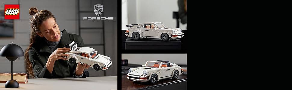 Women holding LEGO Porsche set