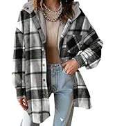 Dokotoo Women's Flannel Hooded Plaid 2026 Shacket Thick Coat Winter Coat for Warmth Button down W...