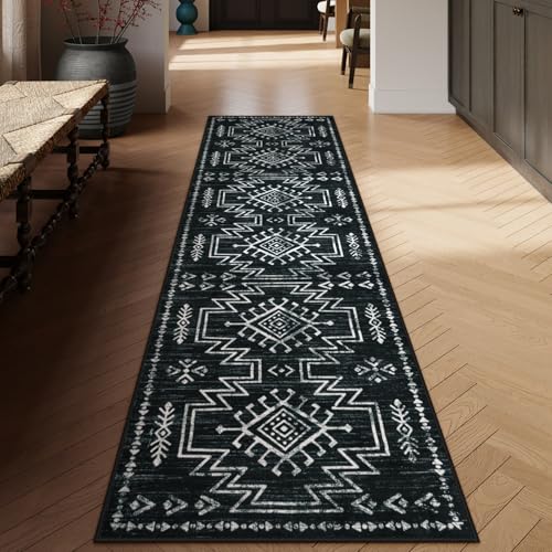 Boho Machine Washable Stain Resistant Runner Rug for Entryway Bathroom Kitchen
