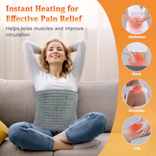 12"x24"+20" Large Electric Heating Pad for Period Cramps with Belt